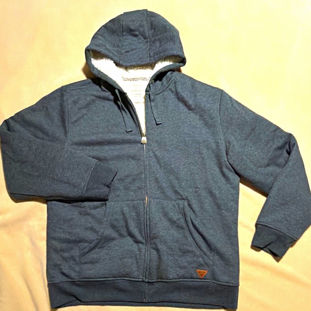 Weatherproof Vintage Mens Full Zip Sherpa Lined Hoodie Gray Long Sleeve XXL